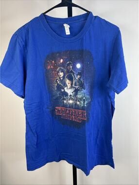 Stranger Things T-Shirt Adult Large Blue Bella Canvas Eleven Hawkins Graphic Tee